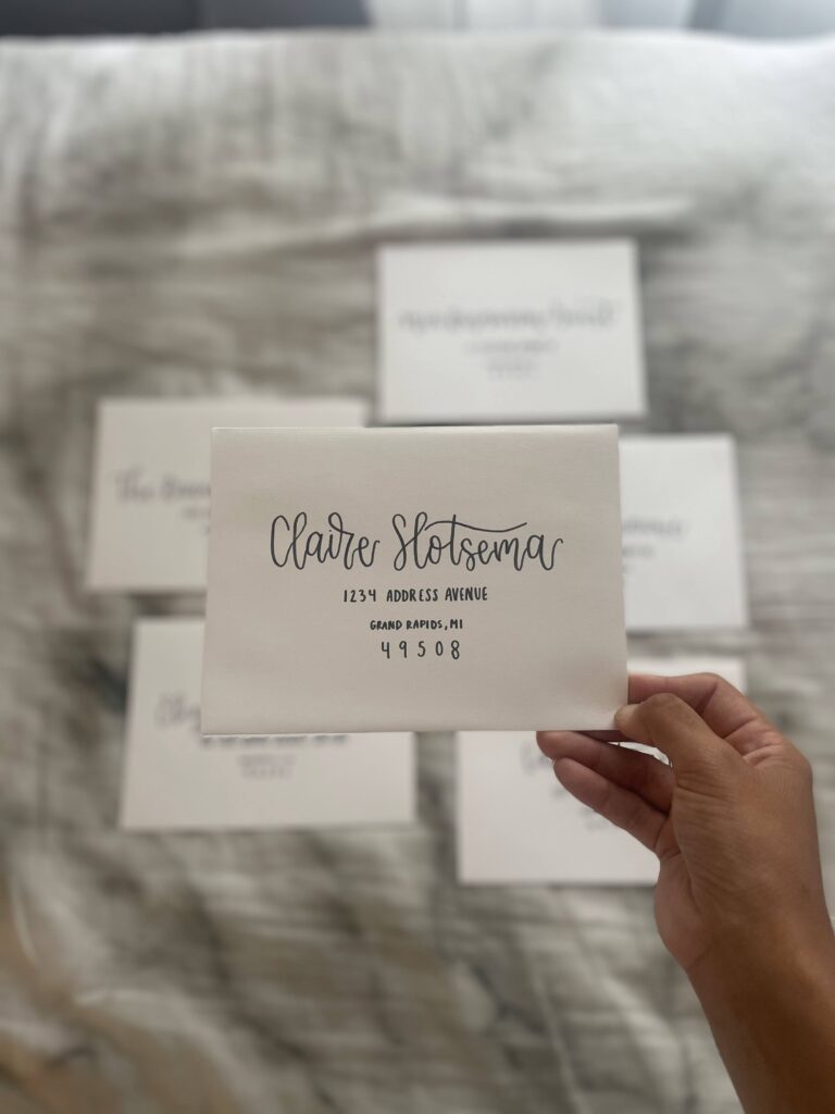 handwritten calligraphy addresses to give a classy touch to any party invitation